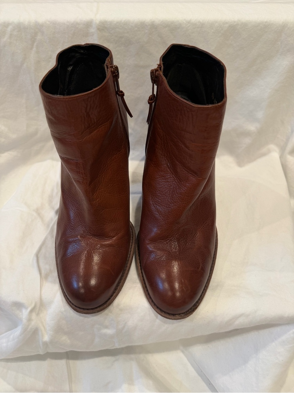 Stuart Weitzman Brown Leather Ankle Booties with Side Zip